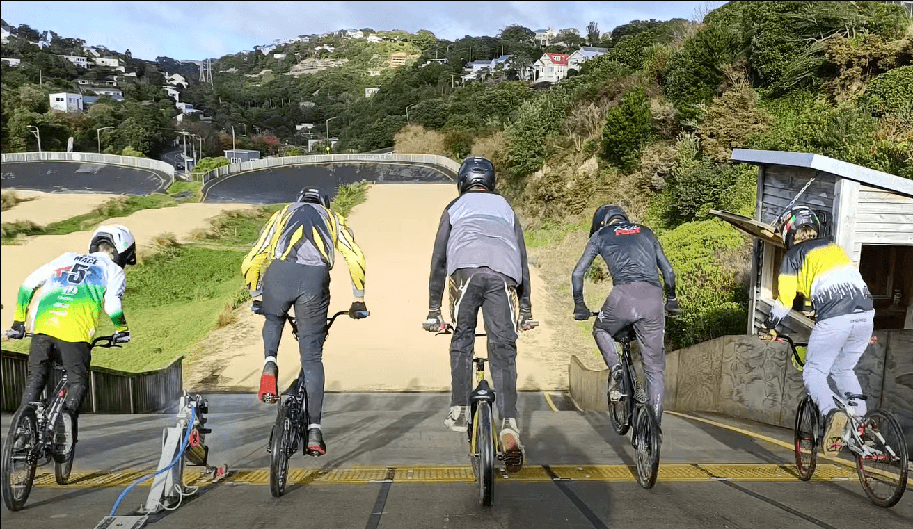 Cyclists at the starting gate